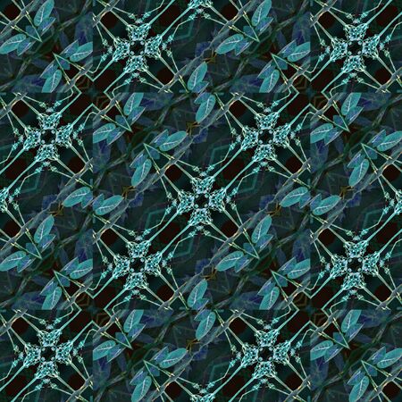 Digital art techinque modern nature collage decorative geometric seamless pattern mosaic design in...