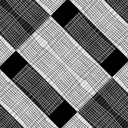 Ethnic or tribal style geometric abstract stripe check pattern in black and white tones.の写真素材