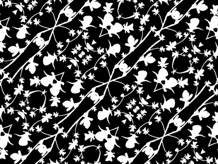 Digital collage and manipulation technique geometric modern floral  pattern design in black and white tones.の写真素材