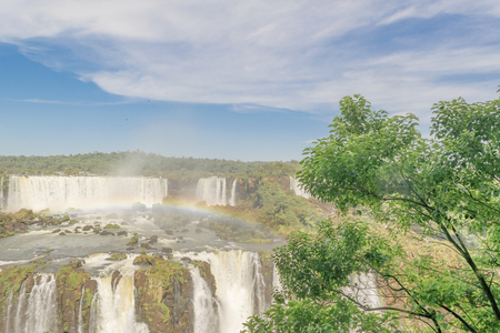 Spectacular aerial view from the waterfalls at Iguazu Park in brazilian border.の写真素材