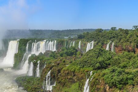 Spectacular aerial view from the waterfalls at Iguazu Park in brazilian border.の写真素材