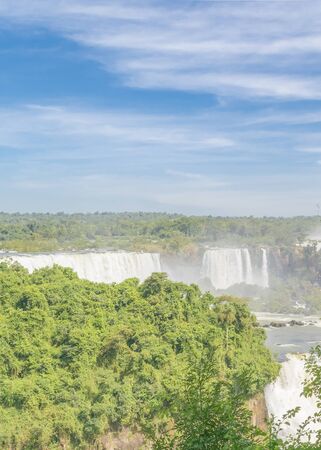 Spectacular aerial view from the waterfalls at Iguazu Park in brazilian border.の写真素材