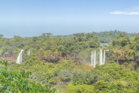 Spectacular aerial view from the waterfalls at Iguazu Park in brazilian border.の写真素材