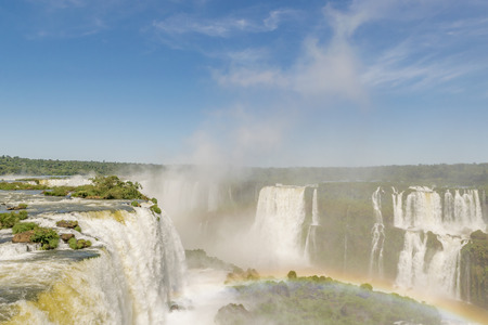 Spectacular aerial view from the waterfalls at Iguazu Park in brazilian border.の写真素材