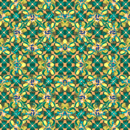 Digital art techinque luxury modern baroque decorative geometric seamless pattern mosaic design in mixed tones.の写真素材