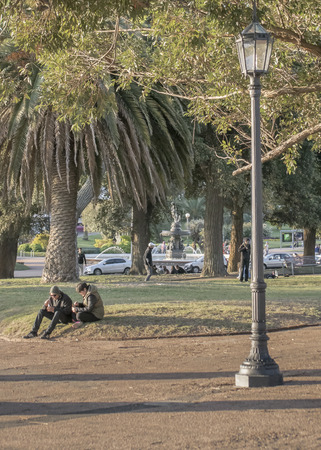 MONTEVIDEO, URUGUAY, JULY - 2015 - People enjoying a nice day at outdors in Parque Rodo park in the city of Montevideo in Uruguayのeditorial素材