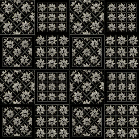 Modern style stars pattern square motif ornament decorative abstract background in silver and black...