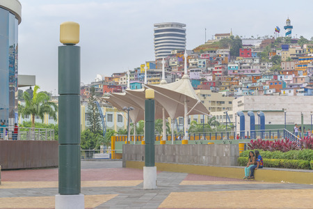 GUAYAQUIL, ECUADOR - OCTOBER - 2015 - Urban scene at the famous Malecon 2000 located at riverfront of guayas river in the city of Guayaquil in  Ecuador.のeditorial素材