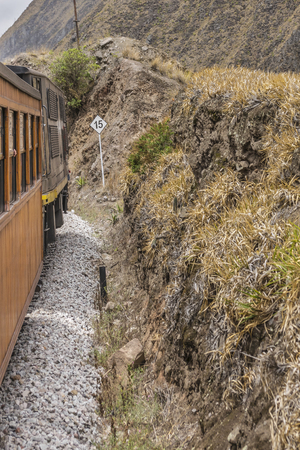 Train trip tour which goes to the famous Nariz del Diablo rocky mountain, located in Aluasi town, Ecuadorのeditorial素材