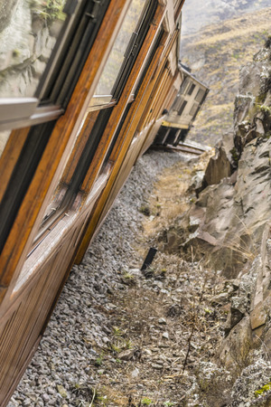 Train trip tour which goes to the famous Nariz del Diablo rocky mountain, located in Aluasi town, Ecuadorの写真素材