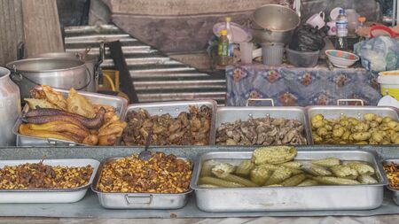 CUENCA, ECUADOR, OCTOBER - 2015 - Traditional ecuadorian food at street market in Cuenca, Ecuador.のeditorial素材