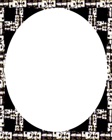 White circle frame background with decorated design bordersの写真素材