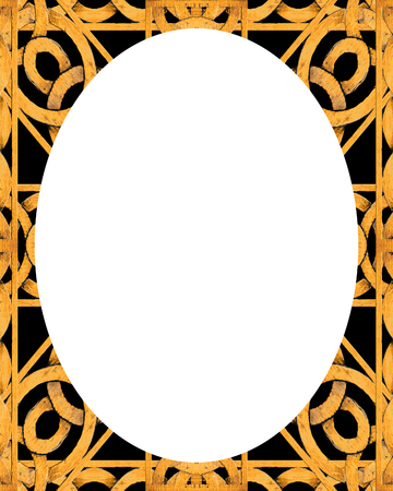 White circle frame background with oriental decorated design bordersの写真素材