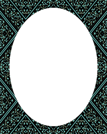 White circle frame background with decorated ornate design bordersの写真素材