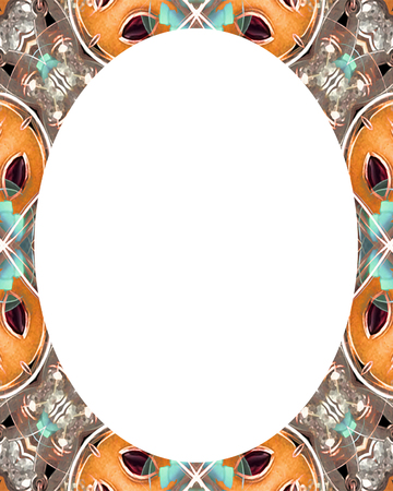 White circle frame background with decorated ornate design bordersの写真素材