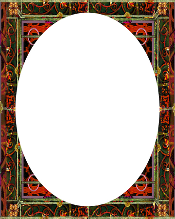 White circle frame background with decorated ornate design bordersの写真素材