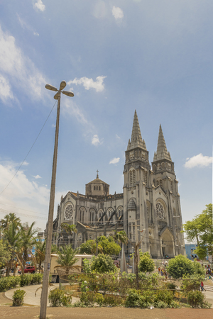 Exterior view of metropolitan cathedral of Fortaleza, Brazilの写真素材