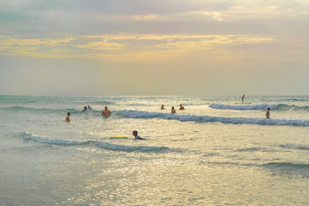 JERICOACOARA, BRAZIL, DECEMBER - 2015 - People bathing at the most famous beach of Jericoacoara in Brazilのeditorial素材