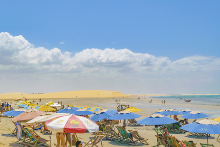 JERICOACOARA, BRAZIL, DECEMBER - 2015 - People at the most famous beach of Jericoacoara in Brazilのeditorial素材