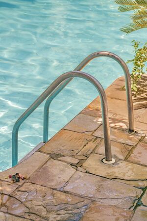 Detail view of swimming pool at small resort in Porto Galinhas, Pernambuco, Brazilの写真素材