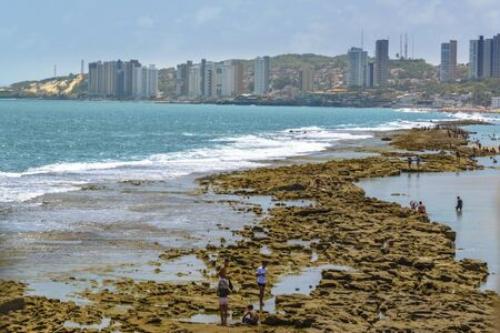 Modern waterfront buildings and paradise beach in Natal, Brazilのeditorial素材
