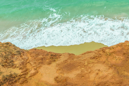 Aerial view landscape scene of empty beach at Pipa, Brazilの写真素材