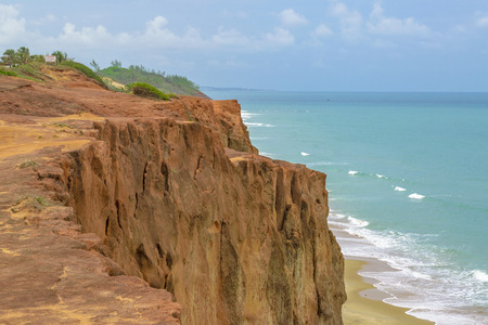 Aerial view landscape scene of empty beach at Pipa, Brazilの写真素材