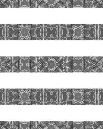 Digital technique abstract geometric horizontal stripes tribal pattern design in grey and white colorsの写真素材
