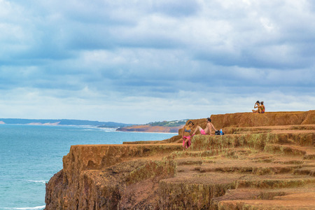 PIPA, BRAZIL, JANAURY - 2016 - Aerial landscape scene at top of rocky hill in Pipa, a watering place located in Brazilのeditorial素材