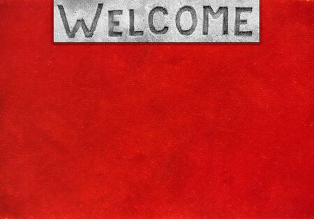Welcome letters background in grey and red colorsの写真素材