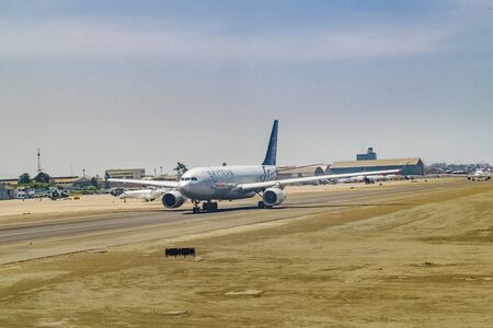 LIMA, PERU, FEBRAURRY - 2016 - Runway plane at Jose Chavez airport, Lima, Peruのeditorial素材
