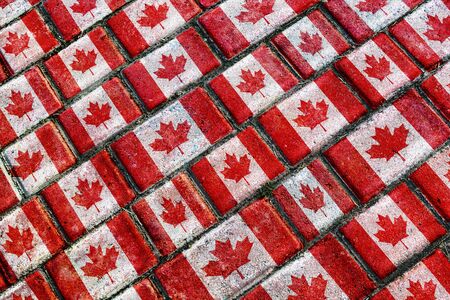 Urban grunge style canada national flag motif patternの写真素材