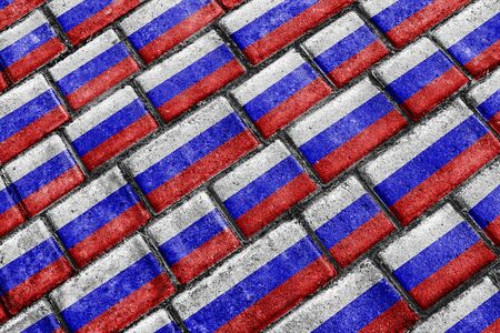 Urban grunge style russian national flag motif patternの写真素材