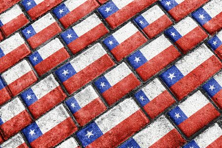 Urban grunge style chile national flag motif patternの写真素材