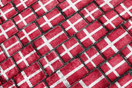 Urban grunge style denmark national flag motif patternの写真素材