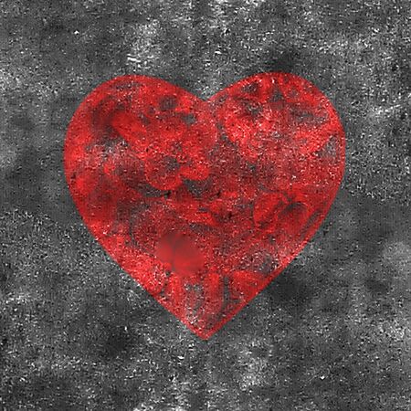 Grunge style design background with heart shape against textured concrete backgroundの写真素材