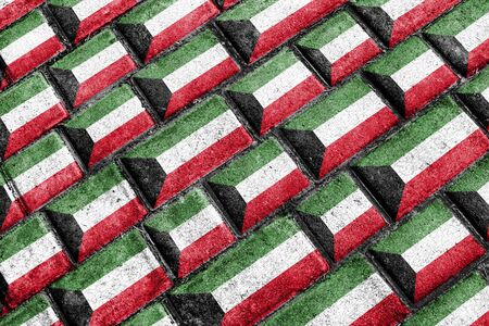 Urban grunge style kuwait national flag motif patternの写真素材