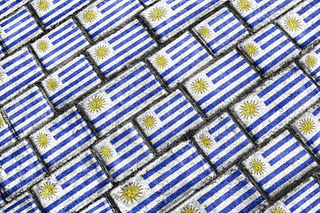 Urban grunge style uruguayan national flag motif patternの写真素材