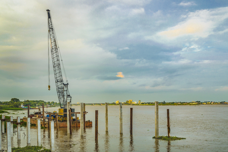 Under construction breakwater located at Puerto Santa Ana in Guayaquil, Ecuadorの写真素材