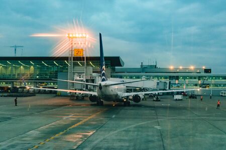 GUAYAQUIL , ECUADOR, FEBRUARY - 2016 - Airplane parked at airport in Guayaquil city, Ecuadorのeditorial素材