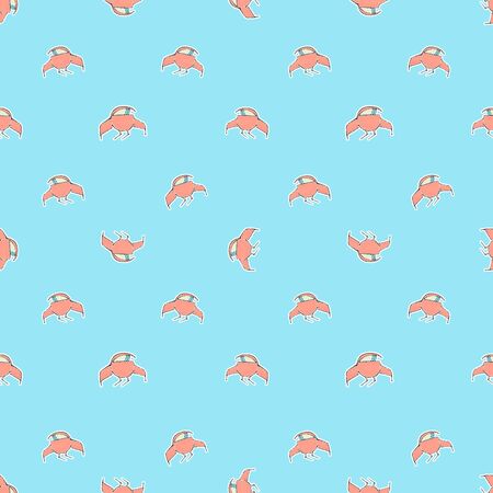 Conversational style seamless pattern design with spaceship drawings motif in red and cyan pastel colorsの写真素材