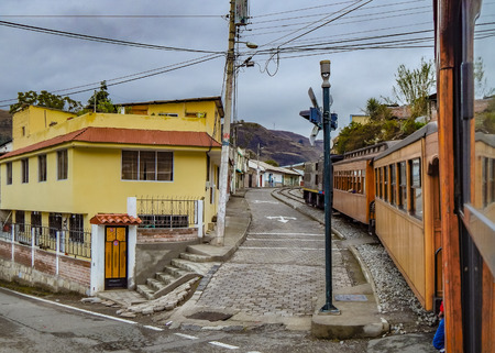 ALAUSI, ECUADOR, OCTOBER - 2015 - Urban scene at Alausi, at small andean town located in Ecuador.のeditorial素材