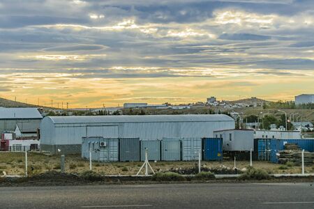 Poor outskirt neighborhood at outskirt of Santa Cruz province, Argentinaの写真素材