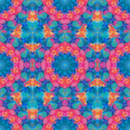 Digital collage technique modern geometric ornate seamless pattern design in colorful tonesの写真素材
