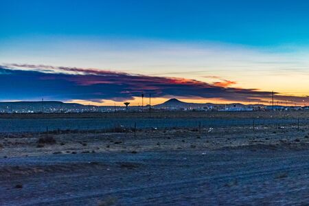 Sunset landscape scene from road at argentinian patagonia in Santa Cruz province, Argentina