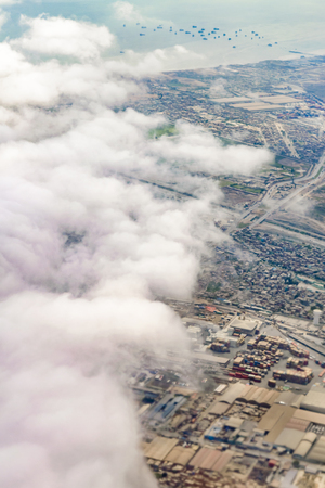 Aerial view of industrial zone at Lima outskirt, Peruの写真素材