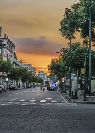 GUAYAQUIL, ECUADOR, MAY - 2016 - Sunset urban scene at Guayaquil downtown, Ecuadorのeditorial素材