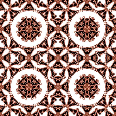 Mixed media technique ornate seamless pattern artwork design in red and white colors