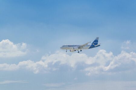 GUAYAQUIL, ECUADOR, MAY - 2016 - Passenger transport airplane landing at Guayaquil city, Ecuadorのeditorial素材