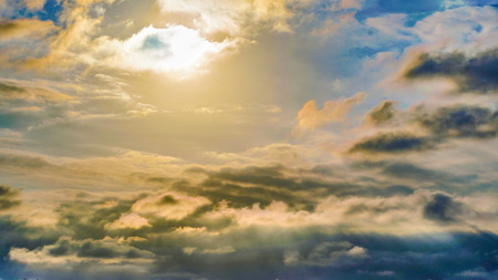 Cloudscape sunset scene with big clouds
